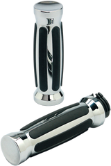 PRO-ONE PERF.MFG. Grips - Straight - Rubber - TBW - Chrome 490001