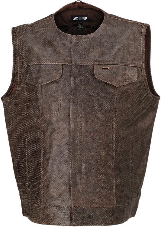 Z1R Ganja Leather Vest - Brown - Large 2830-0514