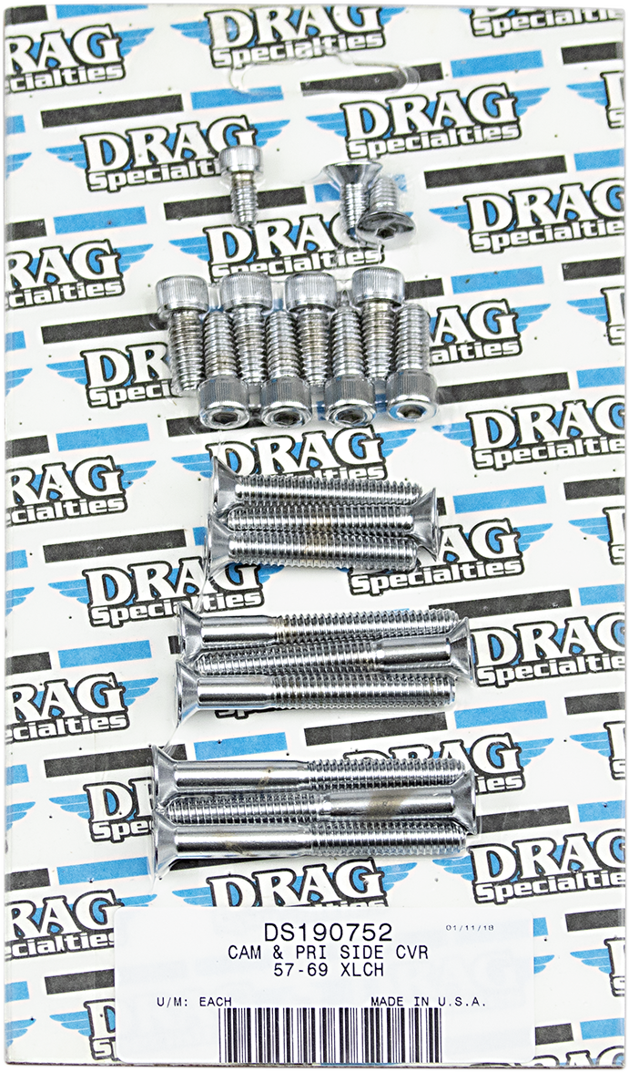 DRAG SPECIALTIES Pernos de cubierta lateral con cabeza hueca - Cromados - XL '57-'69 MK177