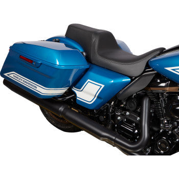 DRAG SPECIALTIES Asiento Predator 1Up - Cuero solar - Negro - Liso - FLH '08-'23 0801-1493 