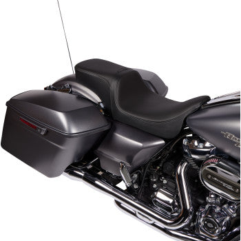 DRAG SPECIALTIES Predator 2-Up Seat - Solar Leather - Smooth - w/ Backrest - FLH '08-'23 0801-1501