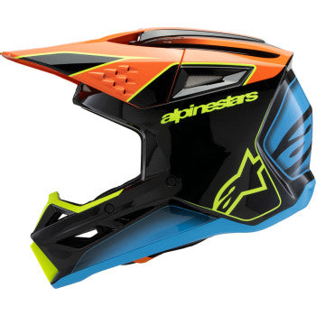 ALPINESTARS Youth SM3 Helmet - Fray - Gloss Black/Orange/Yellow Fluo- Large 8301625-1455-YL