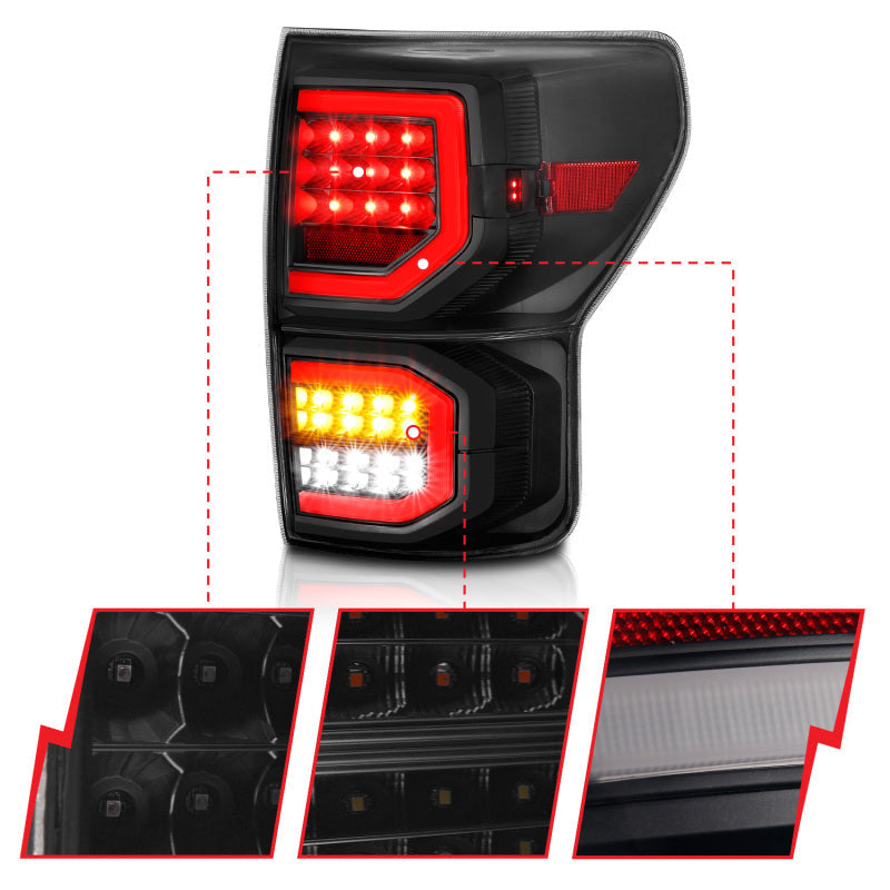 ANZO 2007-2013 Toyota Tundra LED Taillights Plank Style Black w/Smoke Lens 311337