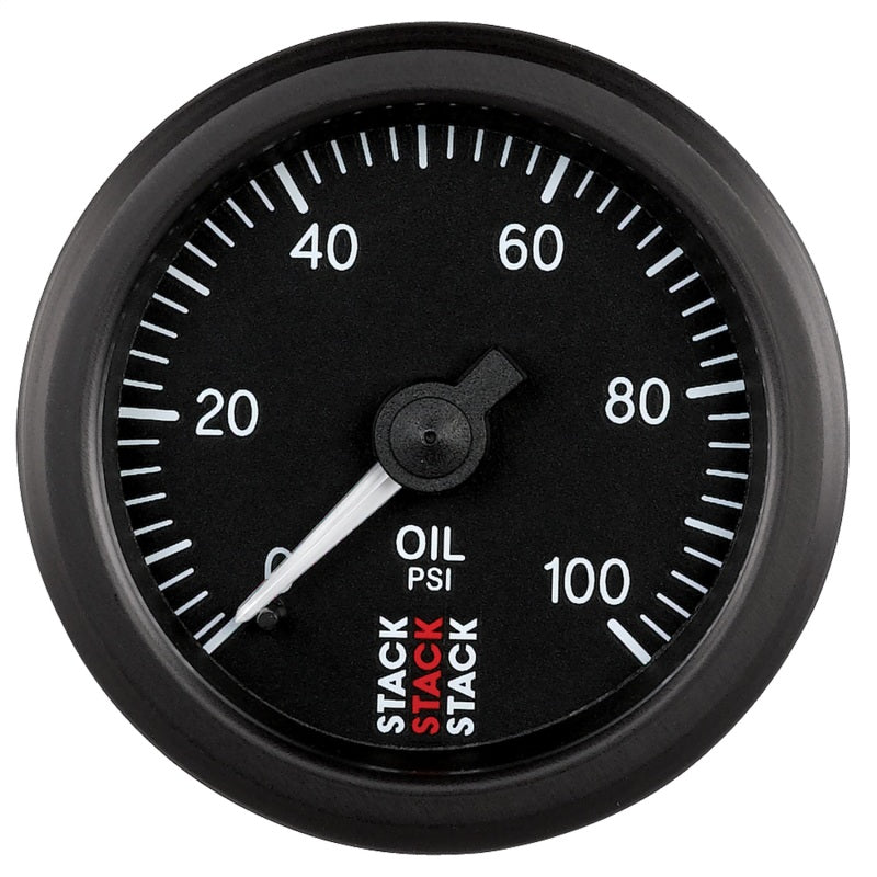 Autometer Stack 52mm 0-100 PSI 1/8in NPTF (M) Mechanical Oil Pressure Gauge - Black ST3102
