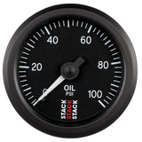 Autometer Stack 52mm 0-100 PSI 1/8in NPTF (M) Mechanical Oil Pressure Gauge - Black ST3102