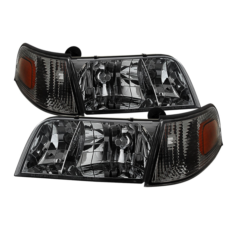 Xtune Crown Victoria 98-11 Crystal Headlights w/ Corner Lights Set Smoked HD-JH-CRVI98-SET-SM 9031045