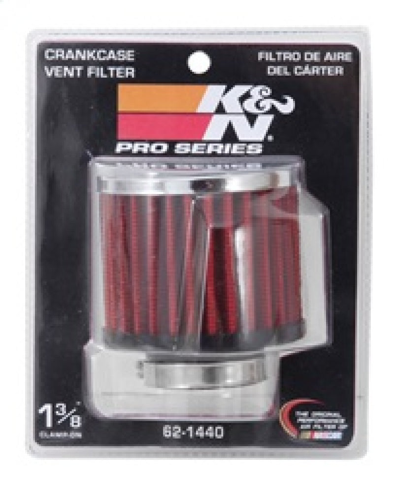 K&N 1.375 inch ID 3 inch OD 2.5 inch H Clamp On Crankcase Vent Filter 62-1440