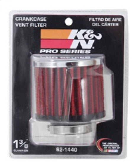 K&N 1.375 inch ID 3 inch OD 2.5 inch H Clamp On Crankcase Vent Filter 62-1440