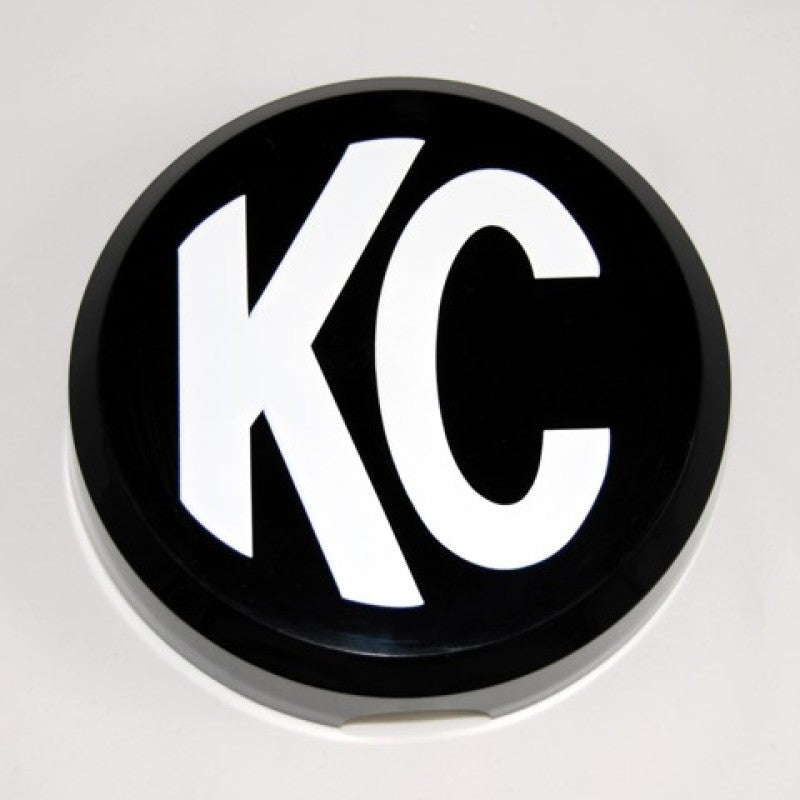 KC HiLiTES 6in. Round Hard Cover for Daylighter/SlimLite/Pro-Sport (Single) - Black w/White KC Logo 5105