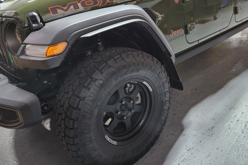 Rally Armor 19-23 Jeep JT Gladiator Mojave/Rubicon Black Mud Flap w/ Grey Logo MF104-BLK-GRY