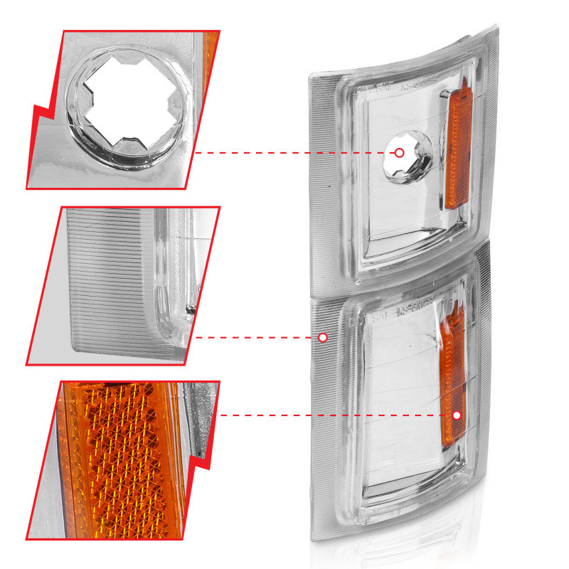 ANZO 1994-1998 Chevrolet Blazer Corner Lights Clear Lens w/ Amber Reflector 521041