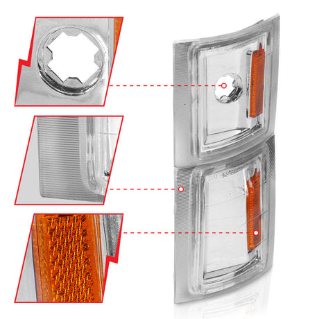 ANZO 1994-1998 Chevrolet Blazer Corner Lights Clear Lens w/ Amber Reflector 521041