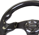 NRG Carbon Fiber Steering Wheel (320mm) Flat Bottom w/Shiny Black Carbon ST-009CF/BK