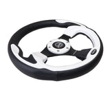NRG Reinforced Steering Wheel (320mm) Blk w/White Trim & 4mm 3-Spoke RST-001WT