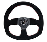 NRG Reinforced Steering Wheel (320mm Horizontal / 330mm Vertical) Suede w/Red Stitch RST-009S-RS