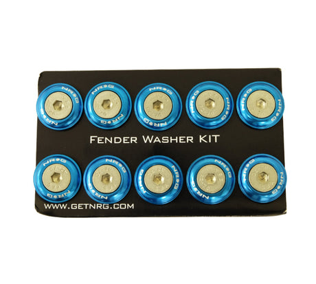NRG Fender Washer Kit w/Rivets For Plastic (Blue) - Set of 10 FW-100BL