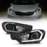ANZO 2014-2016 Kia Forte Projector Headlights w/ Light Bar Black Housing w/ DRL 121562