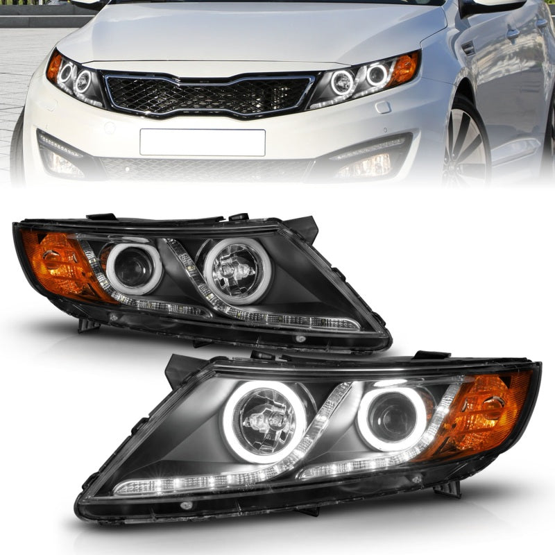 ANZO 2011-2013 Kia Optima Projector Headlights w/ Halo Black (CCFL) 121460