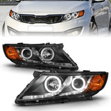 ANZO 2011-2013 Kia Optima Projector Headlights w/ Halo Black (CCFL) 121460