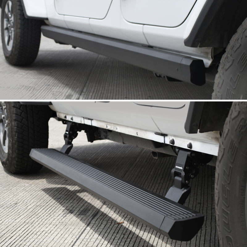 Go Rhino 18-23 Jeep Wrangler 4dr E-BOARD E1 Electric Running Board Kit (Drilling Req.) - Tex. Blk 20450674PC