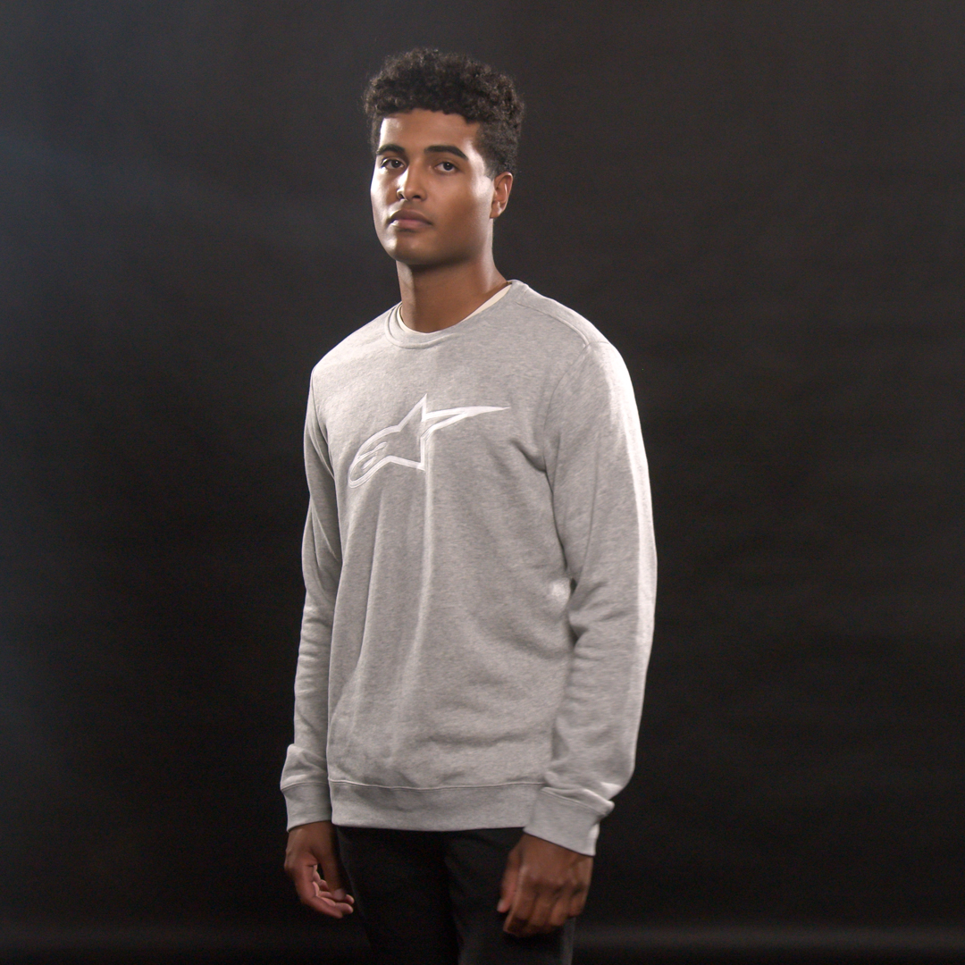 IN STOCK ALPINESTARS Ageless Crew Fleece - Heather Gray/White - Large 1212513221126L