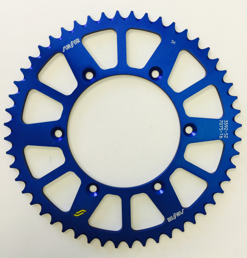 SUNSTAR Rear Sprocket Aluminum 52t-520 Blu Hon/Yam 5-359252BL