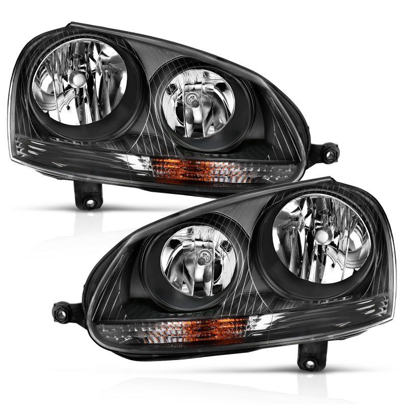 ANZO 2006-2009 Volkswagen Us Rabbit Crystal Headlight Black (Halogen Only) 121542