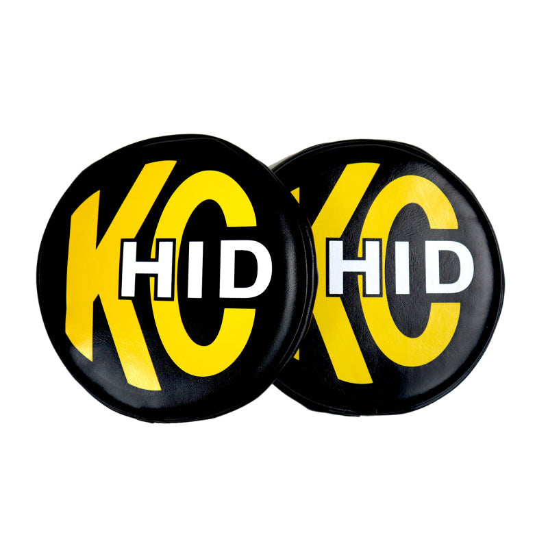 KC HiLiTES 8in. Round Soft Cover HID (Pair) - Black w/Yellow Brushed KC Logo 5818