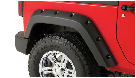 Bushwacker 07-18 Jeep Wrangler Pocket Style Flares 2pc Fits 2-Door Sport Utility Only - Black 10078-02