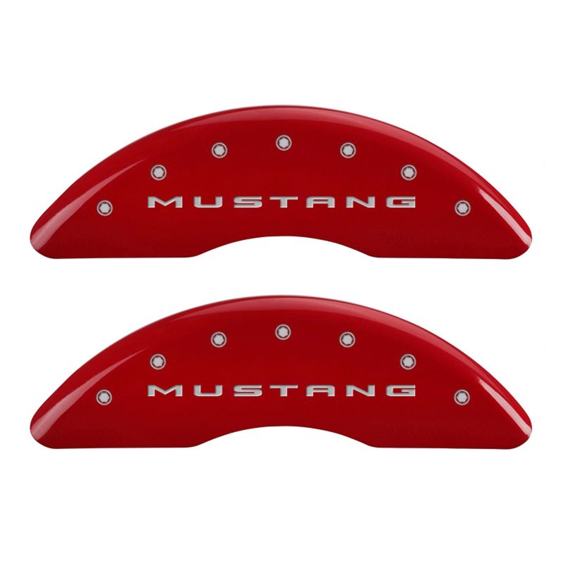 MGP 4 Caliper Covers Engraved Front 2015/Mustang Engraved Rear 2015/50 Red finish silver ch 10201SM52RD