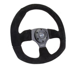 NRG Reinforced Steering Wheel (320mm Horizontal / 330mm Vertical) Black Suede w/Black Stitching RST-009S