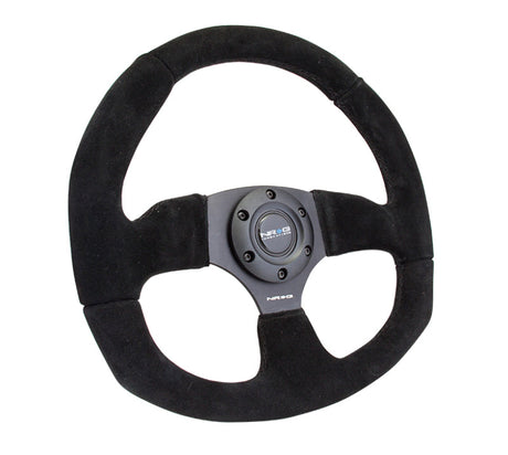 NRG Reinforced Steering Wheel (320mm Horizontal / 330mm Vertical) Black Suede w/Black Stitching RST-009S