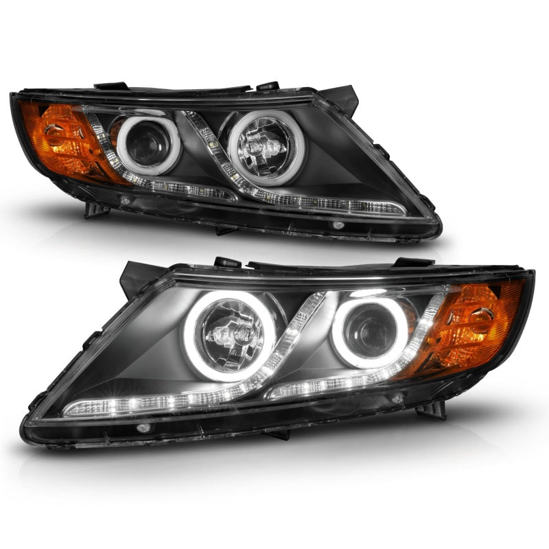 ANZO 2011-2013 Kia Optima Projector Headlights w/ Halo Black (CCFL) 121460