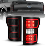 ANZO 18-19 Ford F-150 LED Taillight Black Housing Clear Lens Red Light Bar W/Sequential 311314