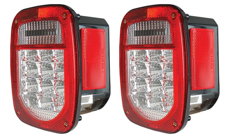 ANZO 1976-1985 Jeep Wrangler LED 2 Lens - Red/Clear, Chrome 861082