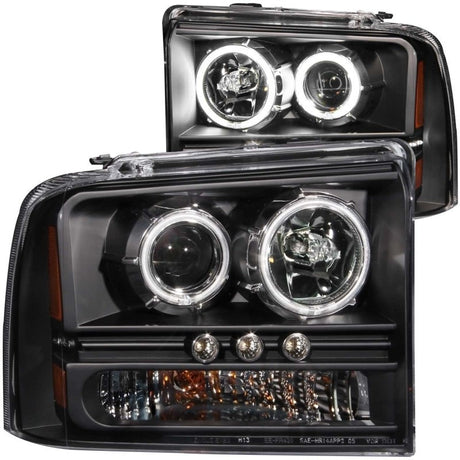 ANZO 2005-2007 Ford Excursion Projector Headlights w/ Halo Black w/ LED Strip (CCFL) 1pc 111117