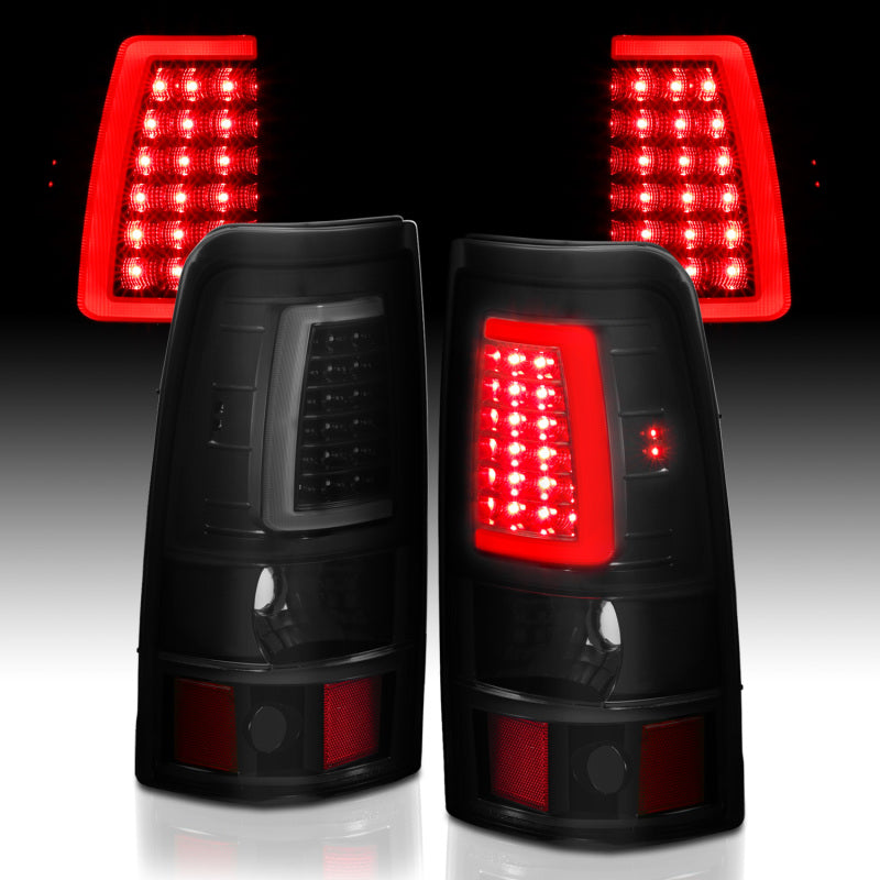 ANZO 2003-2006 Chevy Silverado 1500 LED Taillights Plank Style Black w/Smoke Lens 311334
