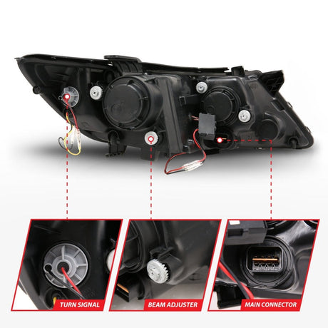 ANZO 2011-2013 Kia Optima Projector Headlights w/ Halo Black (CCFL) 121460