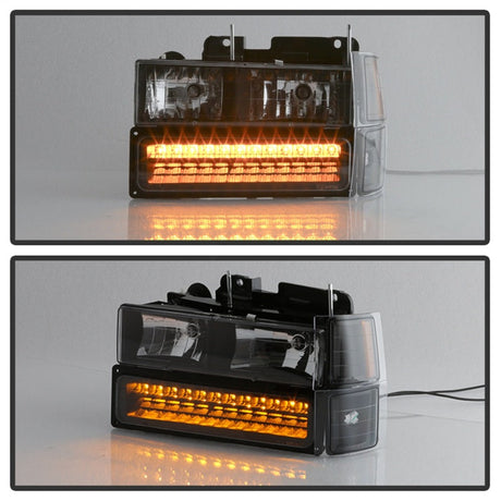 Xtune 92-94 Blazer Full Size Corner/LED Bumper Headlights Black HD-JH-CCK88-LED-AM-BK-SET 5069542