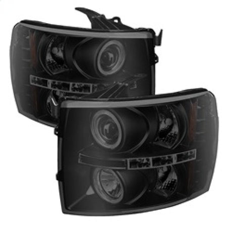 Spyder Chevy Silverado 1500/2500 07-13 Projector Headlights LED Halo LED Blk Smke PRO-YD-CS07-HL-BSM 5078322