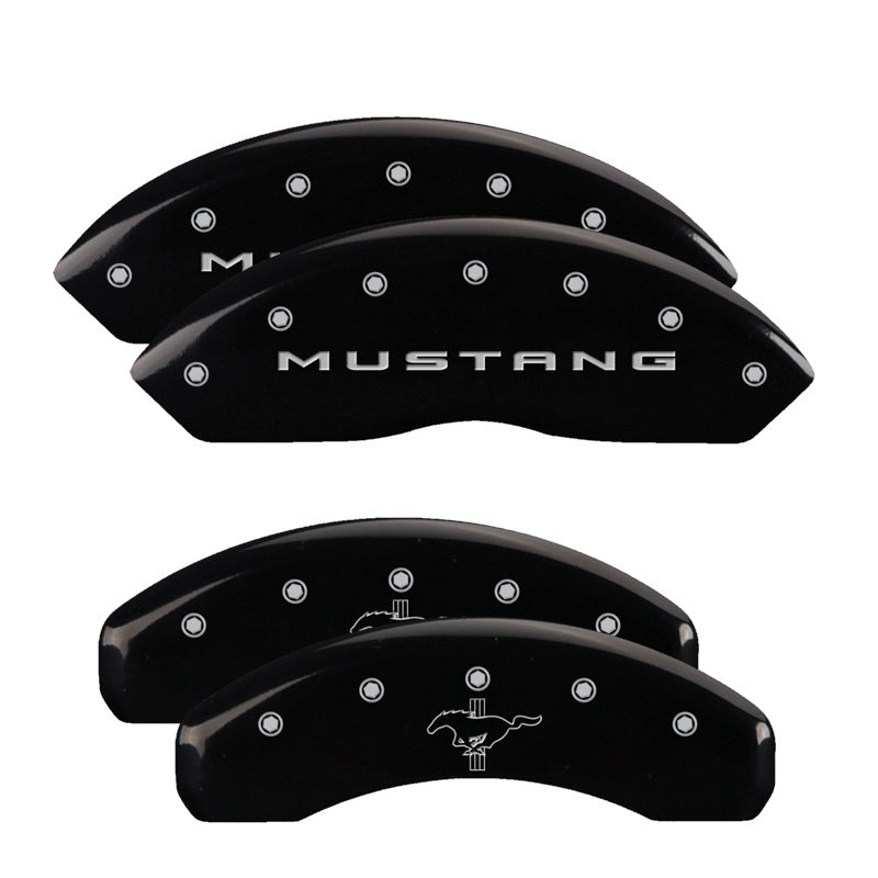 MGP 4 Caliper Covers Engraved Front 2015/Mustang Engraved Rear 2015/Bar & Pony Black finish slvr ch 10202SMB2BK