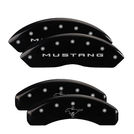 MGP 4 Caliper Covers Engraved Front 2015/Mustang Engraved Rear 2015/Bar & Pony Black finish slvr ch 10202SMB2BK
