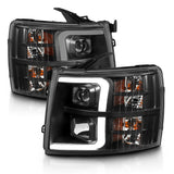 ANZO 07-13 Chevrolet Silverado 3500 Projector Headlights - Black Amber 111480