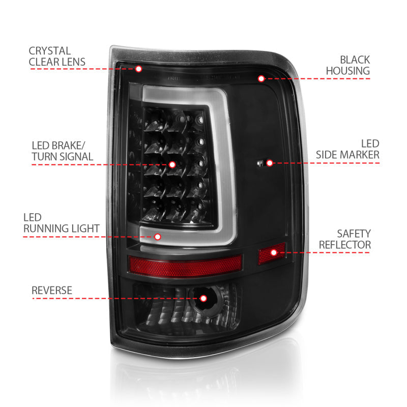 ANZO 2004-2006 Ford F-150 LED Tail Lights w/ Light Bar Black Housing Clear Lens 311342