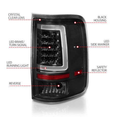 ANZO 2004-2006 Ford F-150 LED Tail Lights w/ Light Bar Black Housing Clear Lens 311342