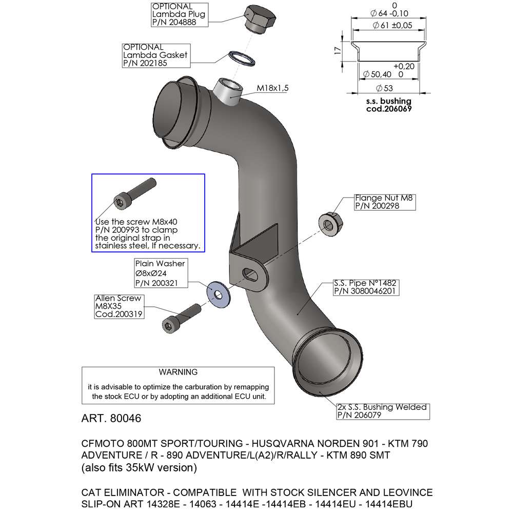 LEOVINCE Link Pipe 890 Adventure /KTM 890 SMT  2023 - 2025  80046 1812-0580