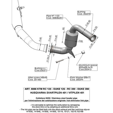 LEOVINCE CAT ELIMINATOR Link Pipe KTM390 Duke 2017-2020 8086 1812-0306
