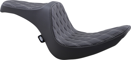 DRAG SPECIALTIES Predator III Seat - Double Diamond - Black w/ Silver Stitching - Softail '06-'17 8021439