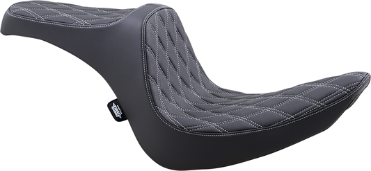 DRAG SPECIALTIES Predator III Seat - Double Diamond - Black w/ Silver Stitching - Softail '06-'17 8021439