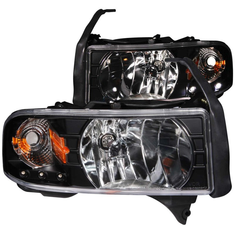 ANZO 1994-2001 Dodge Ram Crystal Headlights Black w/ LED 111205